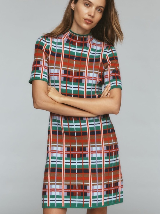 Anthropologie Dresses & Skirts - Anthropologie Green Red Plaid Knit Mini Dress